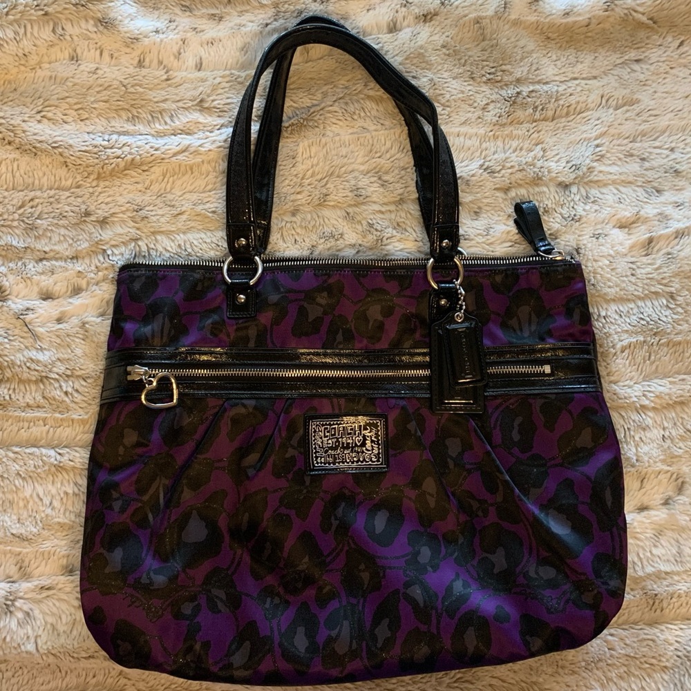 Coach Poppy Purple Ocelot Purse